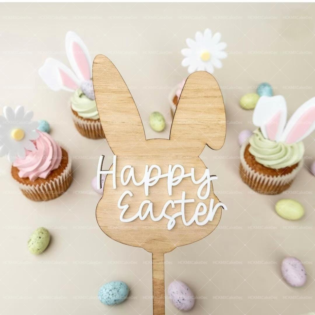 INS Easter Rabbit Flower Cake Topper for Cake Topper Easter Party DIY Cake Baking Decoration 1P