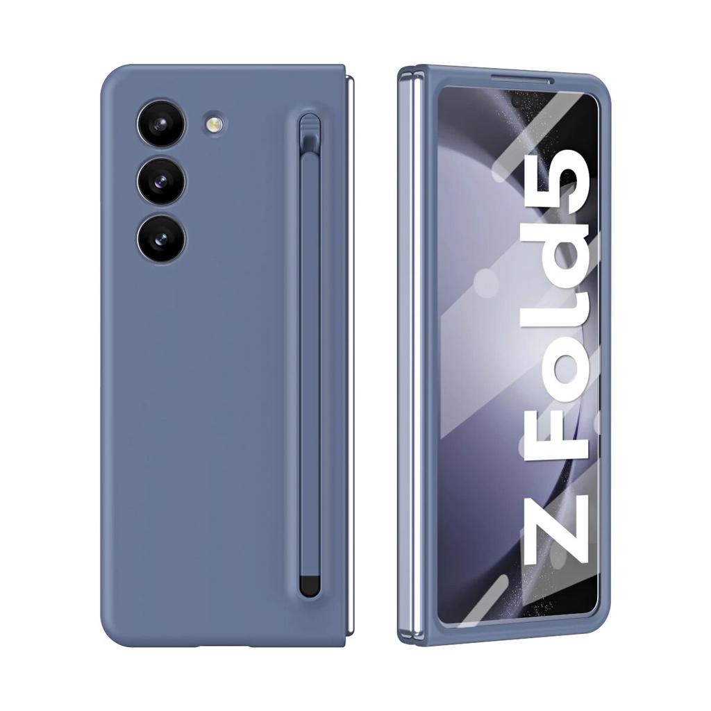 For Samsung Galaxy Z Fold 5 4 3 Case Skin-Friendly Colorful Touch Pen Folding with Screen Film Fold5 Shockproof Protection Cover