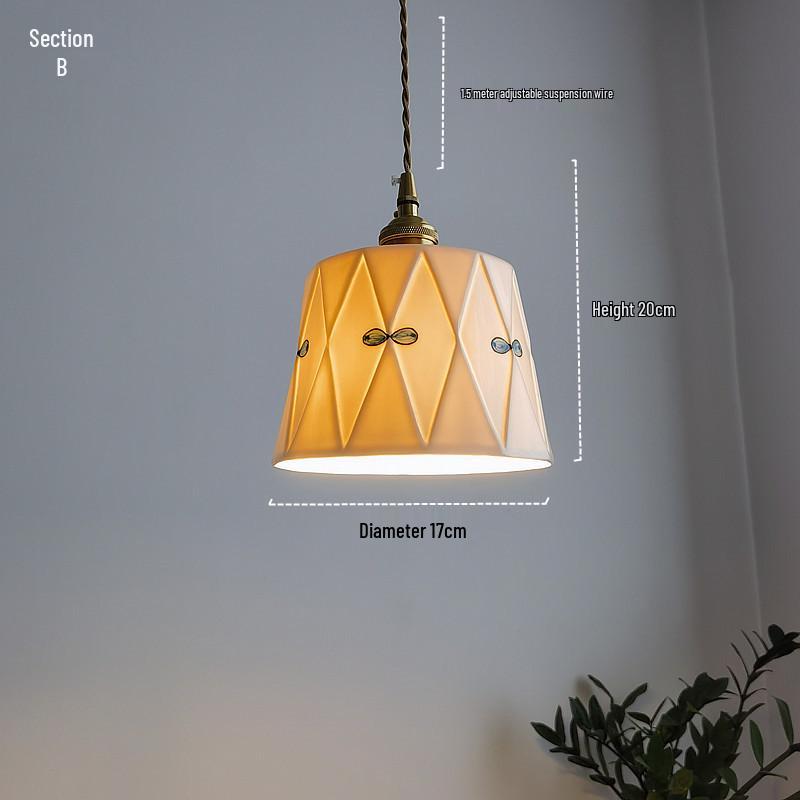Retro Japanese Brass Glazed Ceramic Pendant Light for Bedroom, Dining, Bar, or Bay Window