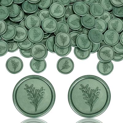 50Pcs Christmas Wax Seal Stickers Rosemary Wedding Invitation Envelope Seal Self Adhesive Stickers Sage Green Envelope for Weddi