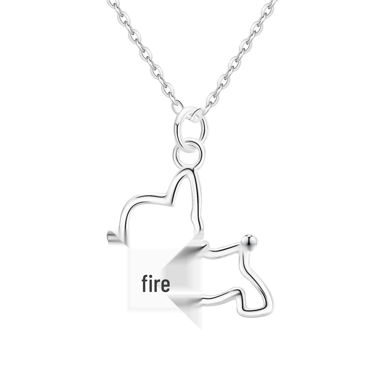 

S999 Sterling Silver Cute Puppy Pendant Necklace - Simple, Fashionable Clavicle Chain Pure Silver серебряный