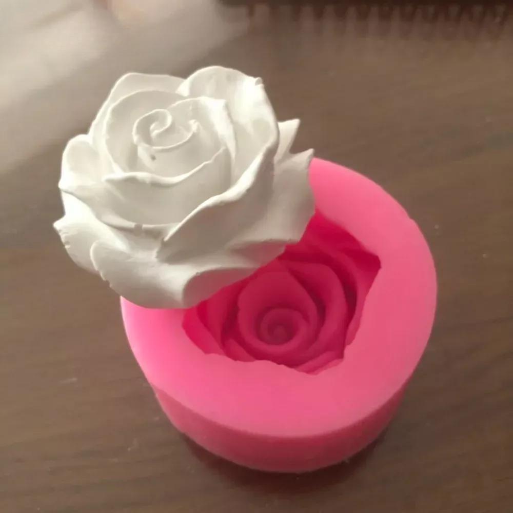 3D Rose Bloom Shape Cake Fondant Silicone Mold Flower Candle Mold Cupcake Jelly Candy Chocolate Decoration Baking Tool Mould