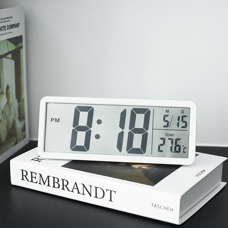 Modern Lcd Wall Clock With Temperature And Humidity Display For Living Room Decor