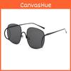 Quadratische Metallrahmen-Sonnenbrille für Damen Herren Nicht polarisiert Outdoor Mode Brillen