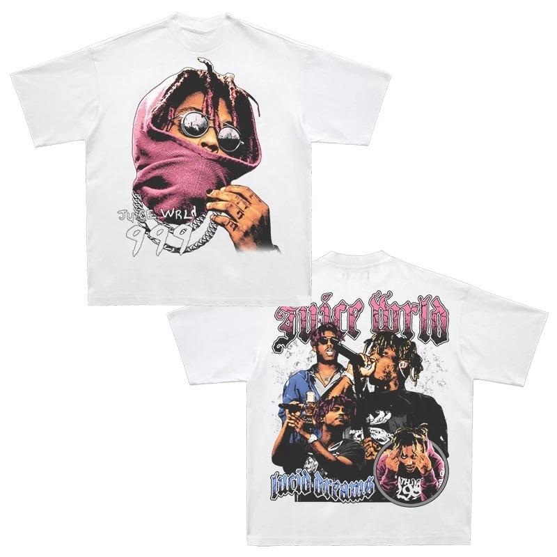 Famous Singer Design Juice WRLD Graphic Print T-shirt Men Women High-street Hip-Hop Comfortable Soft O-neck Loose Casual Oversized Top Summer New Tee