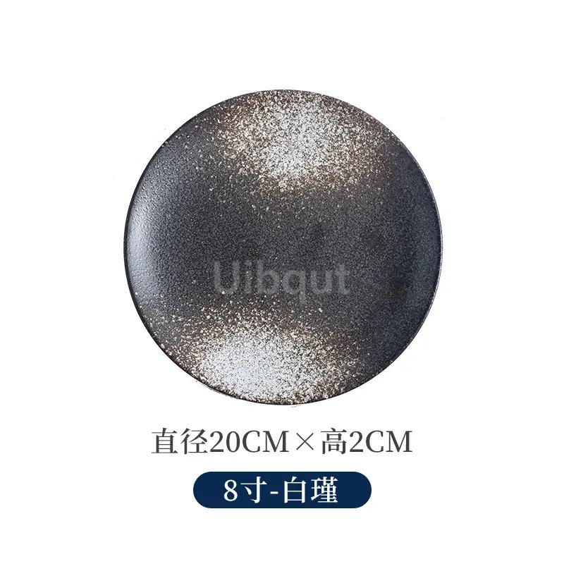 6 7 8 9 10 Inchs Retro sushi Disc Restaurant Steak Plate Japanese style Ceramic Flat Disk Western round Pasta Tray tableware