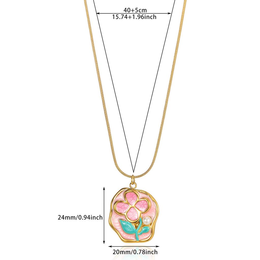 Exquisite Stainless Steel Four-Leaf Clover Necklace 18K Gold-Plated Pearl Flower-Shaped Necklace Classic Jewelry