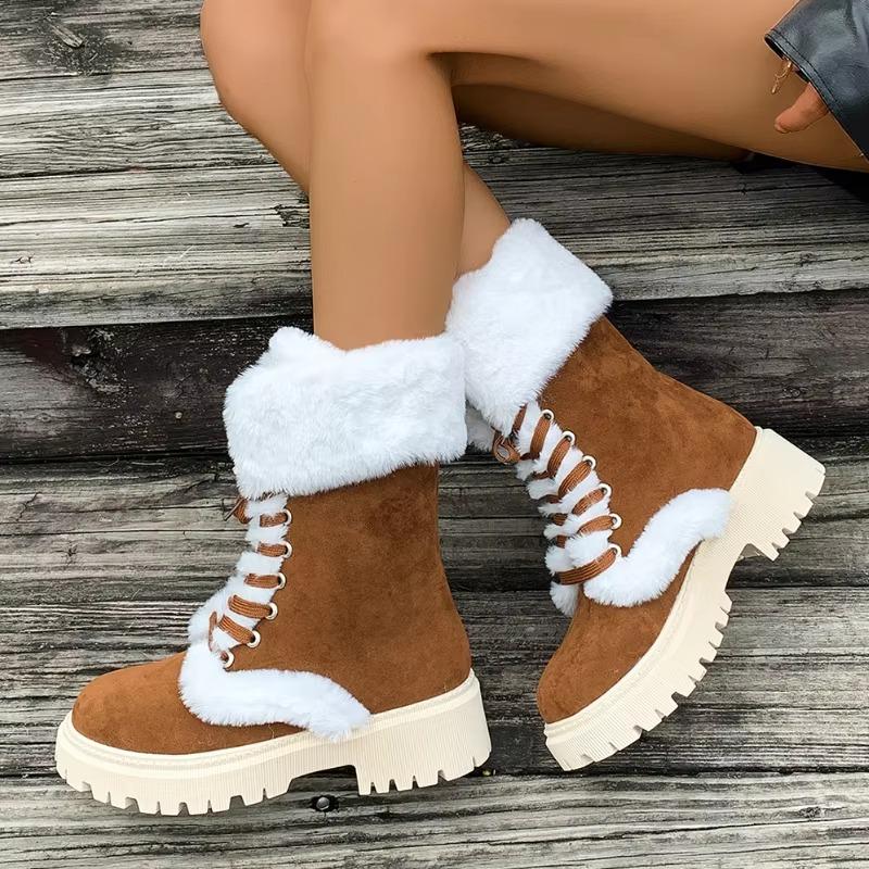 Fashion 2024 Women Outdoor Durable Cozy Casual Elegant Snow Boots Women Designer Winter Warmth Platform Mid Calf Boots Shoes for Women