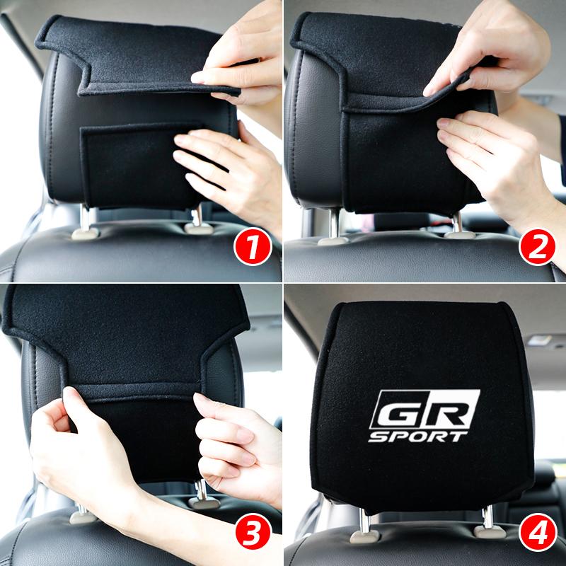 wszbn9 1PCS Car seat headrest cover for for Toyota GR Sport TRD Auris Camry C-HR Rav4 Aqua Yaris Corolla accessories car styling