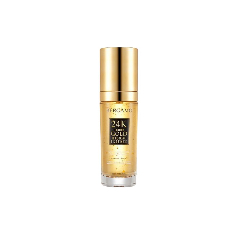 BERGAMO Luxury Gold 9pc Skincare Gift Set 24K Gold Collagen Intensive Anti Aging Wrinkle Care Cream Toner Ampoule Essence Emulsion Eye Cream