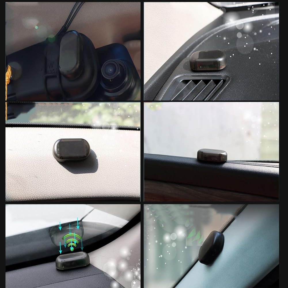 Phyxiul Car Solar Powered LED Light, Solar Charging, Car Warning Interior Safety Light, Security