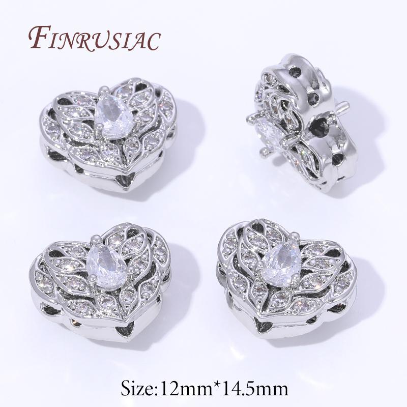 18K Gold Plated Brass Zircon Beads,Heart Spacer Beads For Jewelry Making Supplies,Metal Separator Beads,Bracelets Accessories