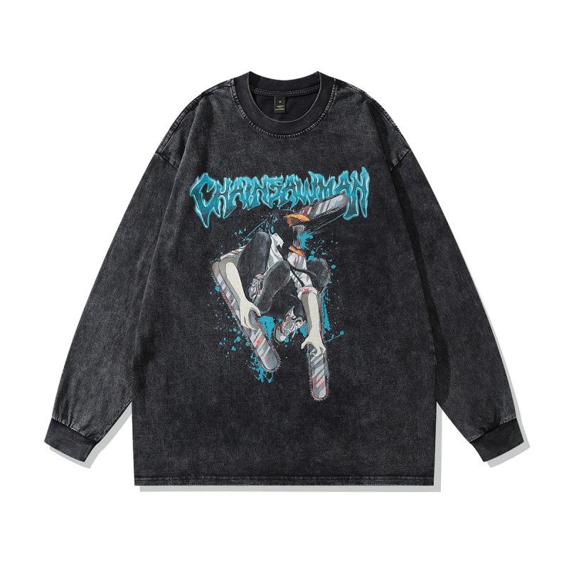 American Retro Heavy Cotton Heavy Washed Old T-Shirt Base Top Autumn And Winter Men And Women