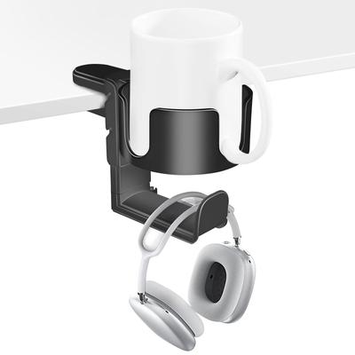 Drink Holder Table Headphone Holder Under Desk Headset Holder 360 Degree Rotating Headphone Stand Detachable Cup Holder Organizer Drink Holder Table