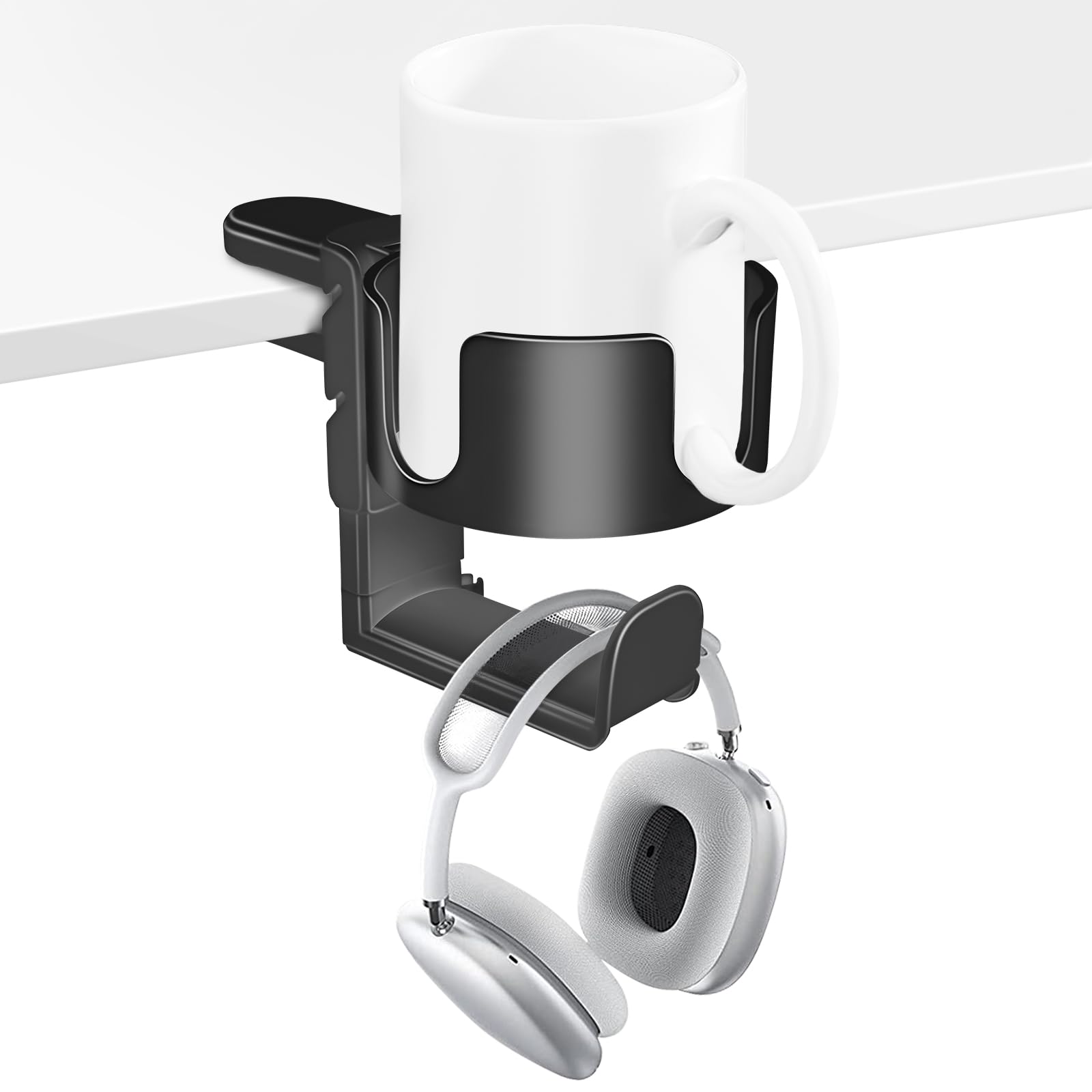 

Drink Holder Table Headphone Holder Under Desk Headset Holder 360 Degree Rotating Headphone Stand Detachable Cup Holder Organizer Drink Holder Table чорний