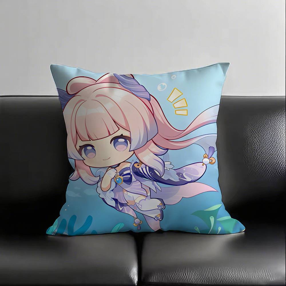1pc Sangonomiya Kokomi And Sea Genshin Impact Pillow Case Fashion Square Pillowcase Bedroom Sofa Room Ins Decoration Leisure