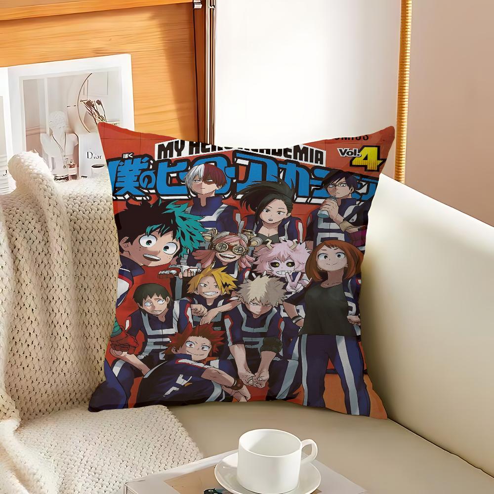 My Hero Academia Pillow Covers Cartoon Sofa Decorative Home Double-sided Printing Short Plush Cute Cushion Cover