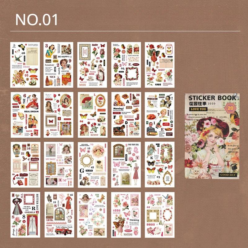 

Mr.paper 4 Style 20 Pcs/pack Noble Girl Sticker Book and Paper DIY Material with Retro Style.