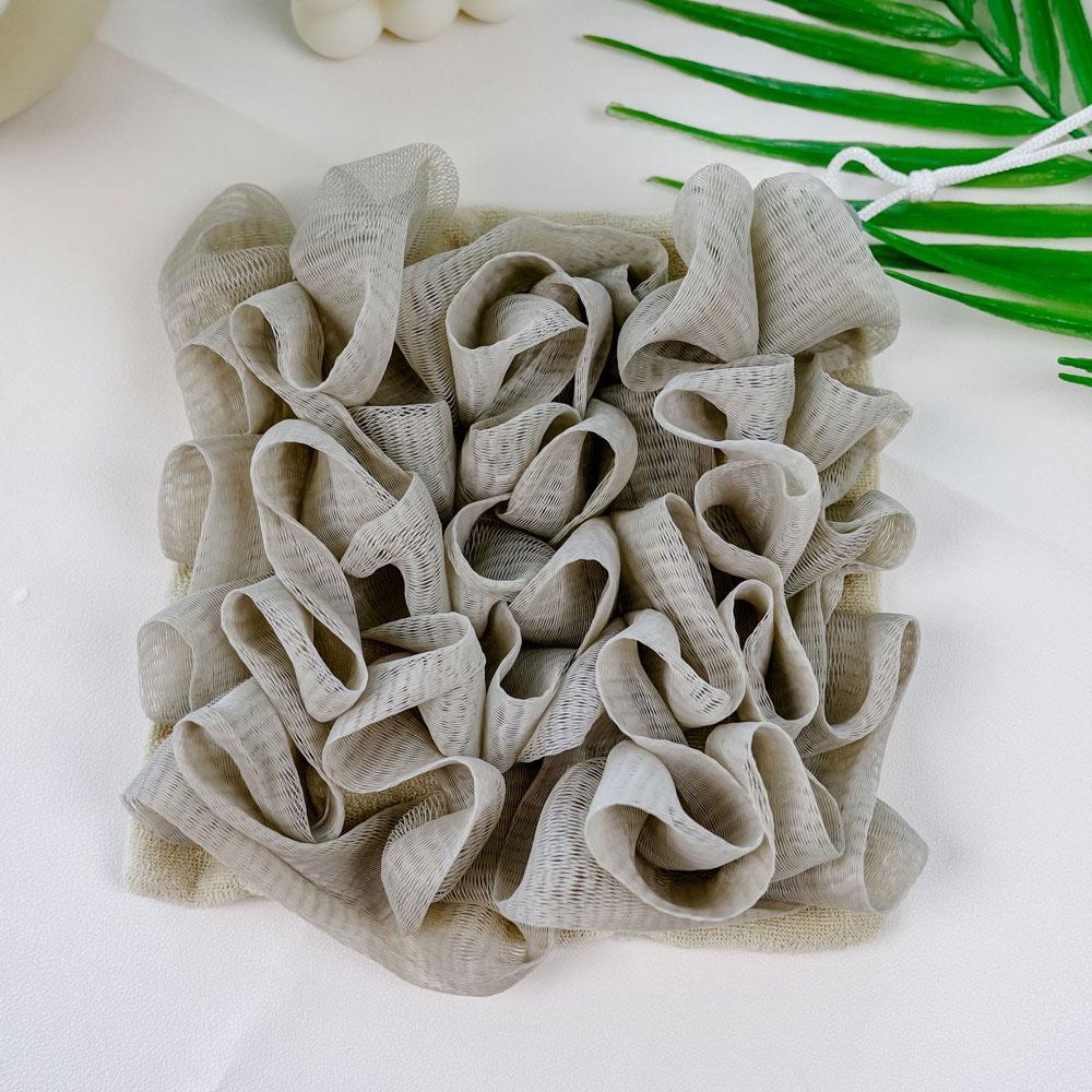 

2-в-1 полотенце-шар для ванны, мочалка с завязкой на шнурке для мыла, мягкая отшелушивающая сетчатая губка для душа, уход за кожей, средство для купания серый