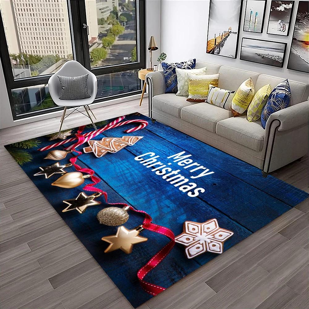 Alfombra con diseño de Papá Noel y árbol de Navidad para niños, regalo para el hogar, sala de estar, dormitorio, sofá, decoración, alfombrilla antideslizante