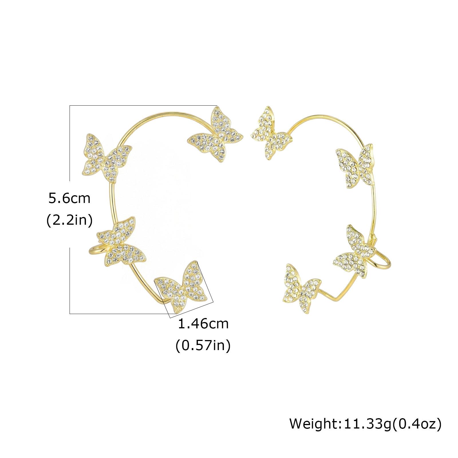 

Butterfly Non Piercing Ear Clips Sparkling Zircon Ear Cuff Ear Bone Clip on Earrings Dainty Fashion Jewelry Gift for Women
