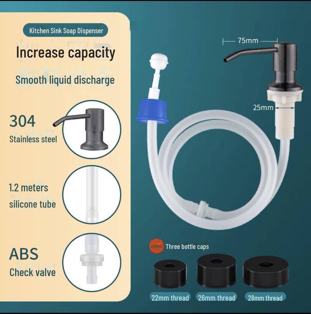 Stainless Steel Kitchen Sink Soap Dispenser with Extension Tube