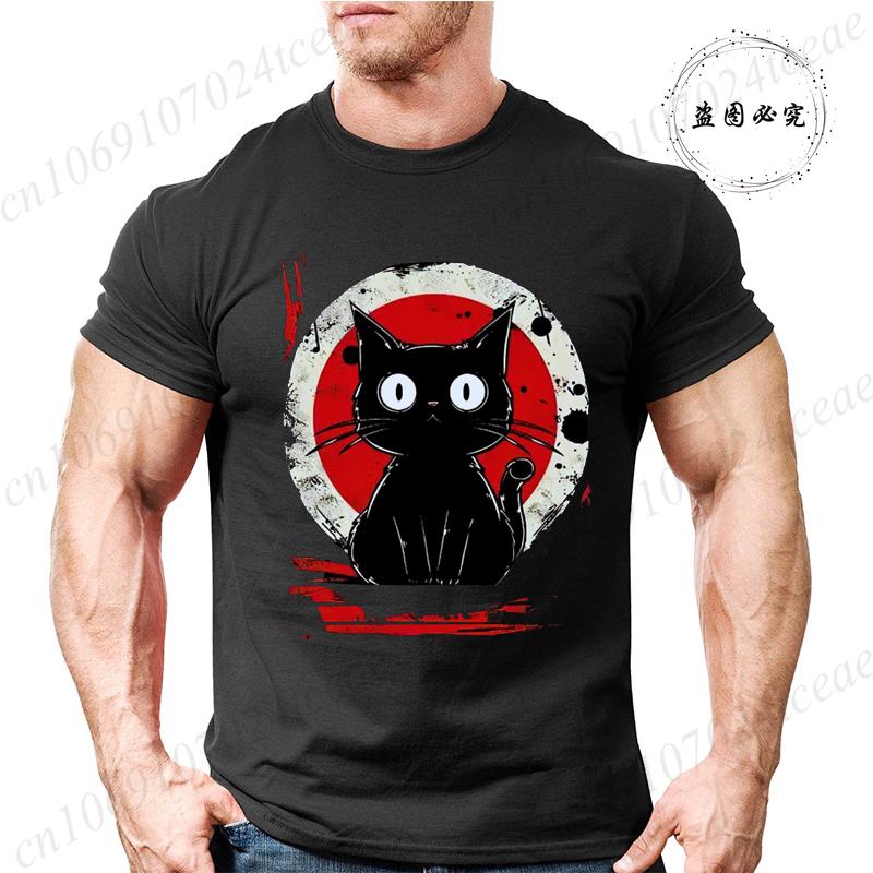 Kawaii Cat Japanese Black Anime Cat Men's T Shirt Tee T-Shirt Kawaii Clothes Shirts for Women Tops Graphic T Shirts Camisetas