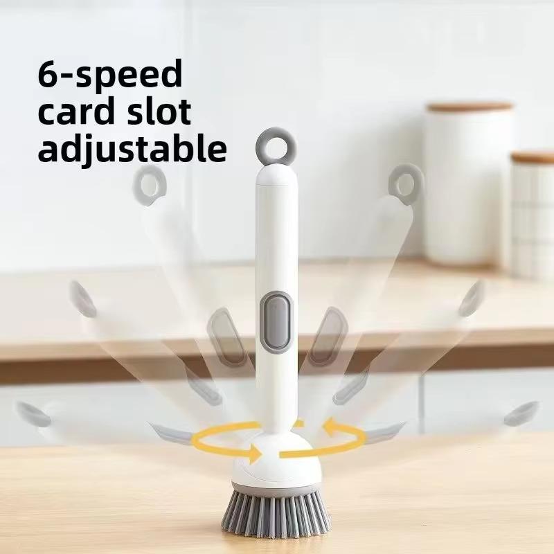 Spazzola per Bucato Liquida Ricaricabile Rotante Manico Lungo Dispenser Sapone Liquido a Pressione Spugnetta Spazzola da Cucina da Appendere