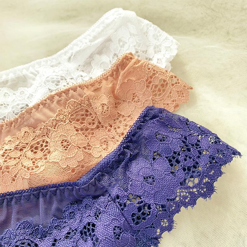 Sexy Panties Women Lace Low-waist Solid Sexy Briefs Embroidery Thong Transparent Hollow Out Underwear Female G-String