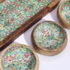 Serving Tray With 3 Ceramic Bowls, Mango Wood