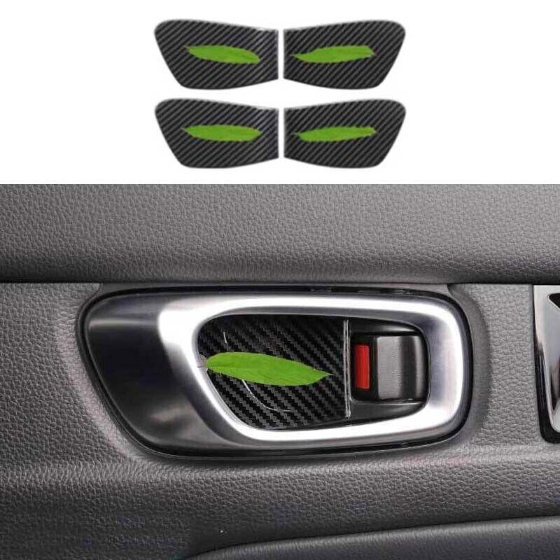 4pcs Inner Door Bowl Sticker Trim Steel For Honda Civic - Carbon Fiber
