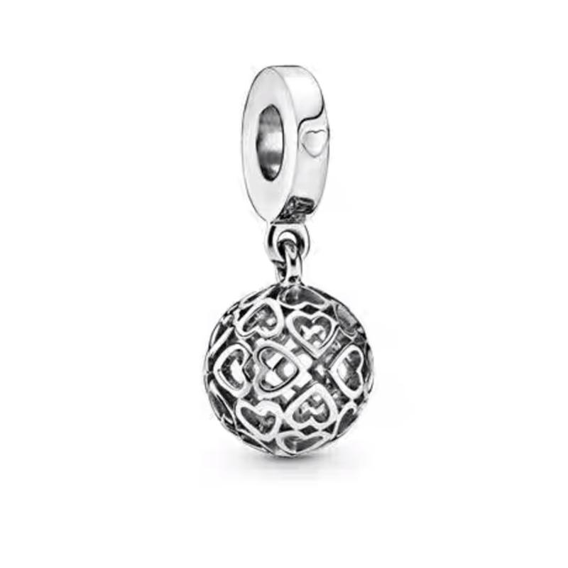 New Sparking Heart Clip Star Charm Beads Dangle Snake Fit Bracelet Necklace Beads For Diy Jewelry Women Gift