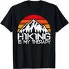 Hiking Is My Therapy Hiking Camping Retro Sunset Hiker T-Shirt