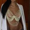 Fashion Bikinis Chains Beach Body Chains Bra Pearls Chest Chain Body Accessories Jewelry for Raves Party Beach Clubwear