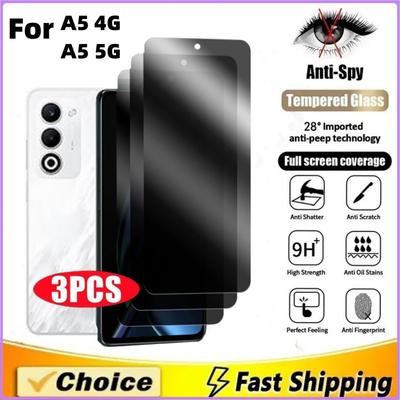 Oppo A5 4G 5G 2025 Cep Telefonu Ekranı için 3-5 Adet Gizlilik Ekran Koruyucu Temperli Cam Koruyucu Anti-Peep Patlama Korumalı Kılıf