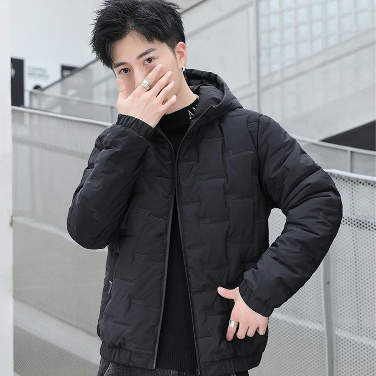 Down Cotton-padded Jacket Men's Winter Coat Thickened Warm Cotton-padded Jacket Short Fitted Hooded Men's Parka Jacket