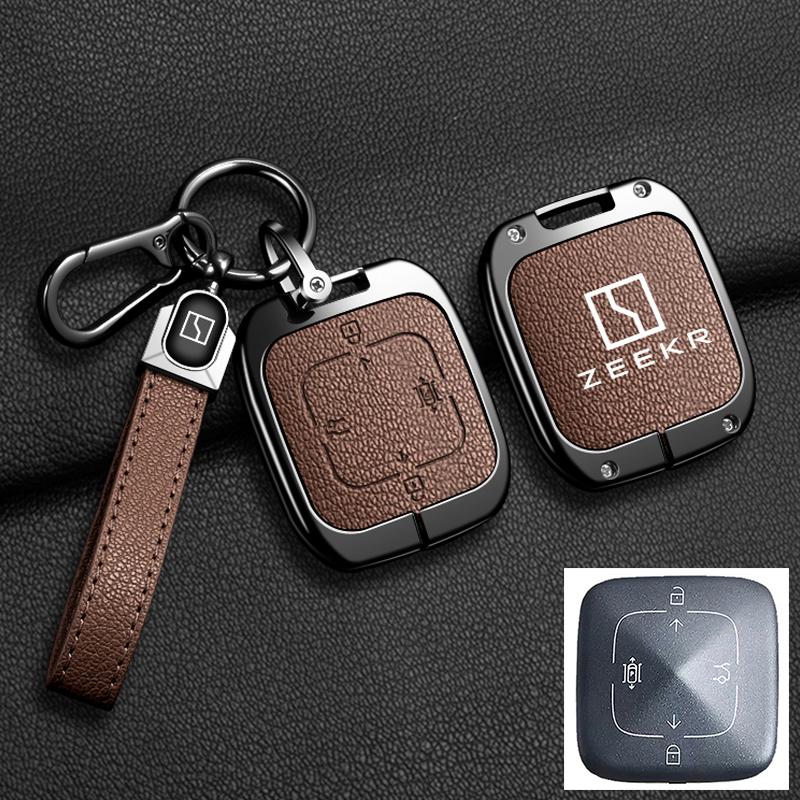 Interior Mouldings For Zeekr 7X 2024 2025 Zinc Alloy Leather Car Remote Key Case Cover Fob Protector Shell Holder Auto Keychain
