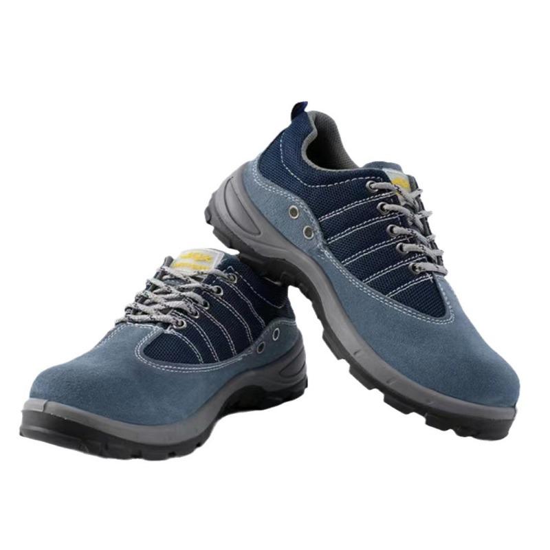 

Дышащая рабочая обувь из замшевой коровьей кожи, дышащая синяя сетка, прочная подошва, износостойкая, противоударная и проколостойкая защитная рабочая обувь 46 синий