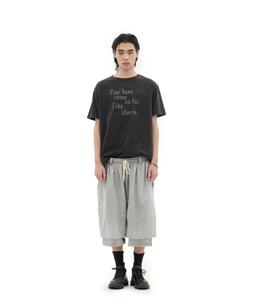 Depeugameoncheu Grunge Text Damaged T-Shirts [Charcoal]