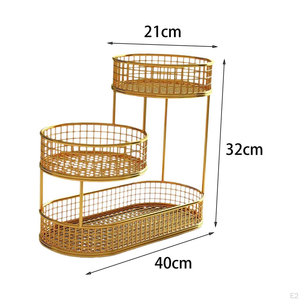 3 Layer Fruit Basket Metal Mesh Fruits Stand Multiuse Bowl Holder Countertop Vegetable