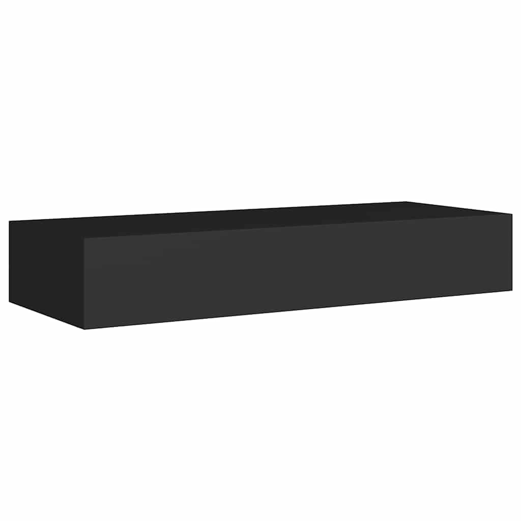 Vidaxl Wall Shelves with Drawer, 2 Pcs, Black, 60X23.5X10 Cm, Mdf