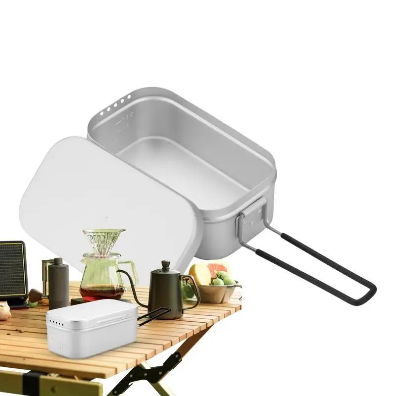 Aluminum Oxide Portable Lunch Box, Open Flame Heated Outdoor Picnic Camping Lunch Box, Aluminum Lunch Box 800ml