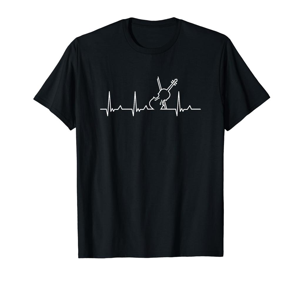 Heartbeat Violin Viola String Instrument Music Lover String Instrument Lover Violin Classical Music Hobby Electrocardiogram T-Shirt
