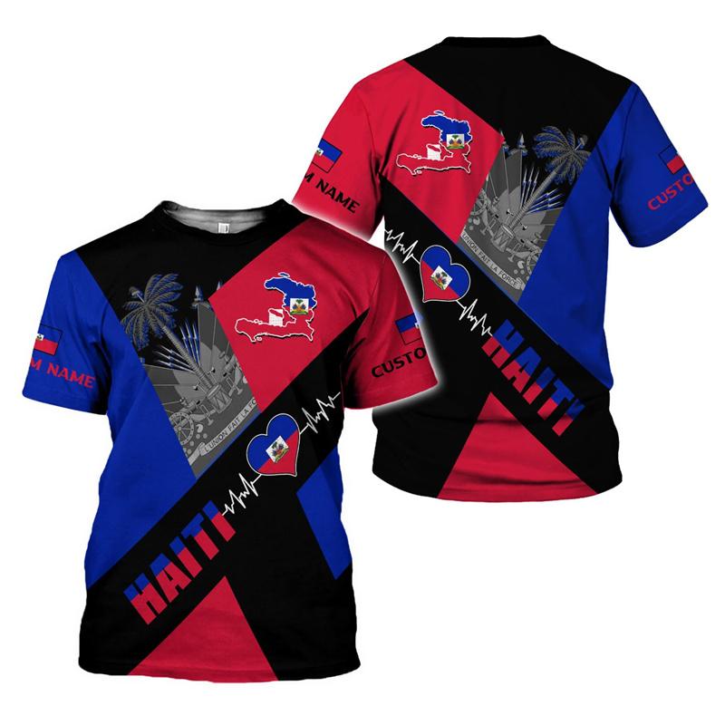 Fashion Haiti Flag T Shirt For Men Women 3D Printed Haitians Pride T-shirt Summer Short Sleeves Tops Crew Neck Tee Shirts