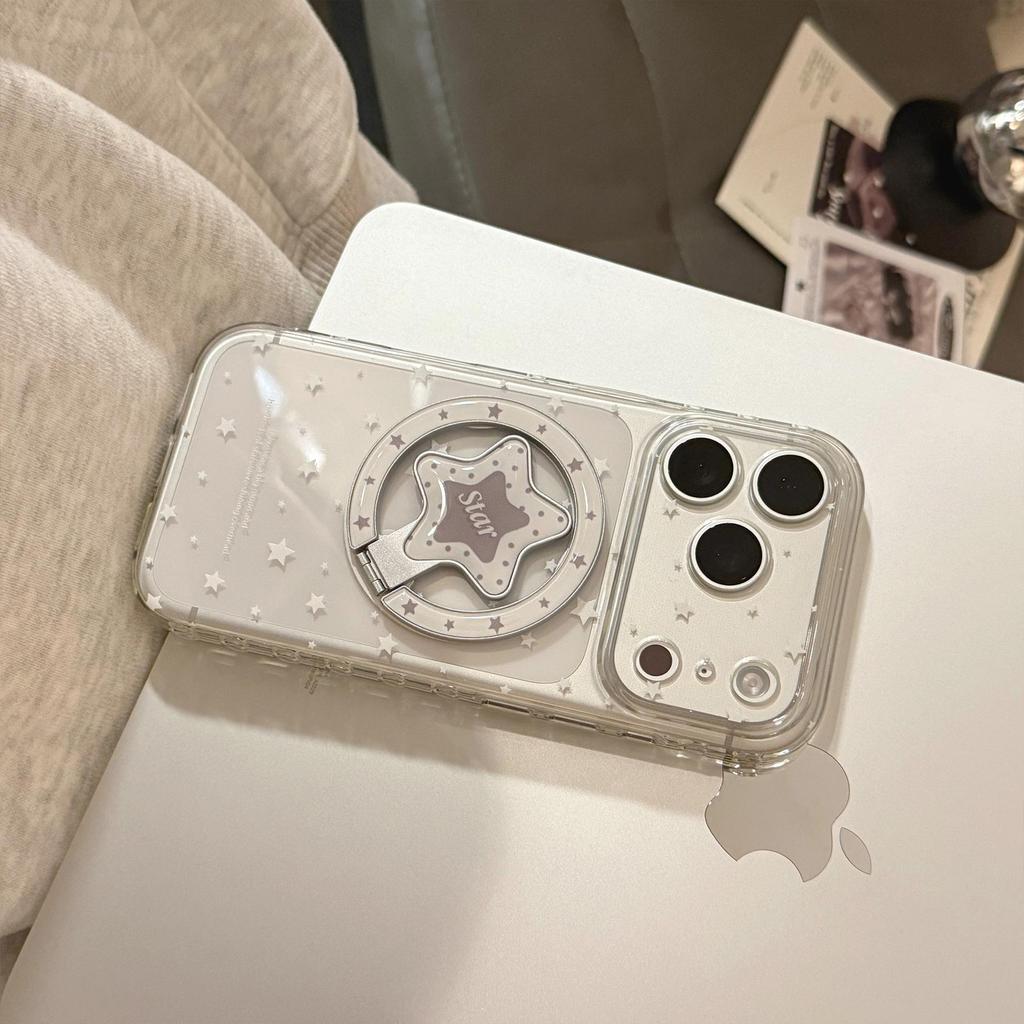 Creative White Star Magnetic Phone Case for iPhone 16, iPhone 17, and iPhone 17 Pro Max