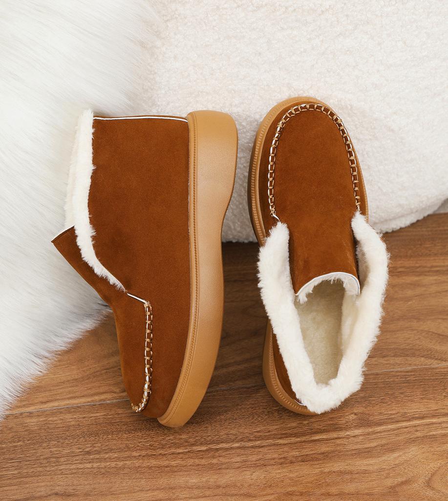 Fashion Women Outdoor Flats Snow Boots 2024 New Winter Warm Trend Fashion Thickened Fluff Ankle Boots Casual Comfortable Slip on Shoes