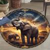 Elephant Lion Round Area Rug,Carpet Rug for Living Room Bedroom Sofa Playroom Decor,Non-slip Floor Mat