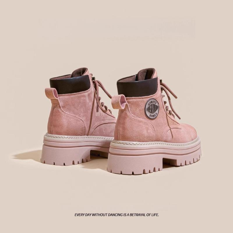 Martin Boots Women's Shoes 2025 New British Style Heightening Big Yellow Boots Small Four-season Thick-soled Short Boots