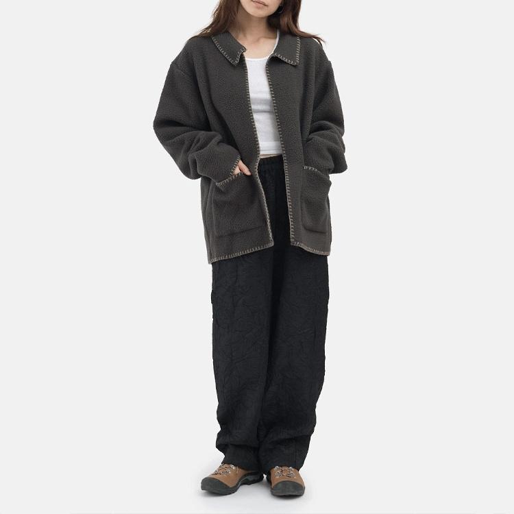 Stussy Woodsy Blanket Stitch Fleece Jacket 'Black' Men's 218128