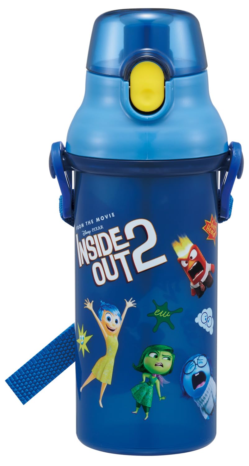 

Skater Children s Water Bottle, 480ml, Direct Drinking, Plastic, One-Touch Operation, Dishwasher Safe, Made in Japan, Disney Inside Out 2, for Boys